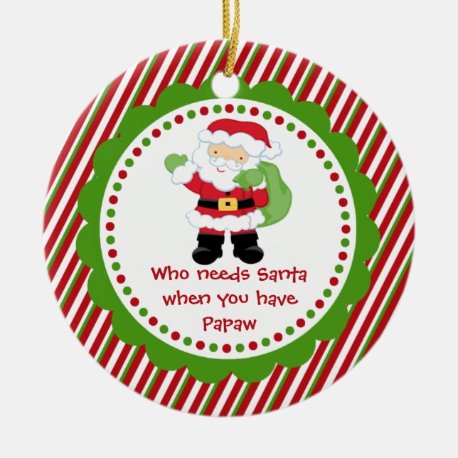 Who Needs Santa... Papaw Christmas Ornament (Front)