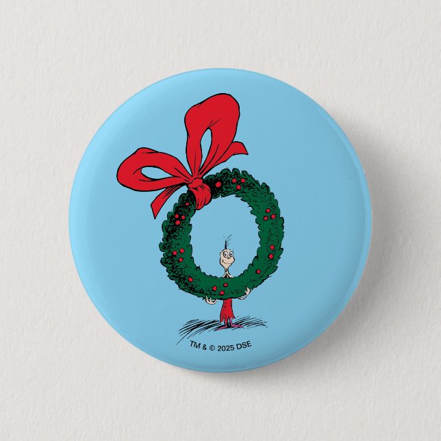 Who Peeking Through Christmas Wreath 6 Cm Round Badge (Front)