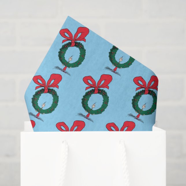 Who Peeking Through Christmas Wreath Tissue Paper (Gift Bag)