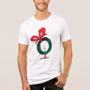 Who Peeking Through Christmas Wreath Tri-Blend Shirt