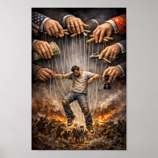 Who Pulls the Strings War Allegory Poster