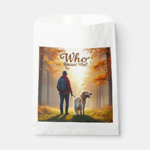 Who Rescued Who - Man golden retriever hike Favour Bags