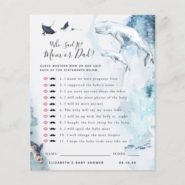 Who Said It | Baby Shower Game (Front)