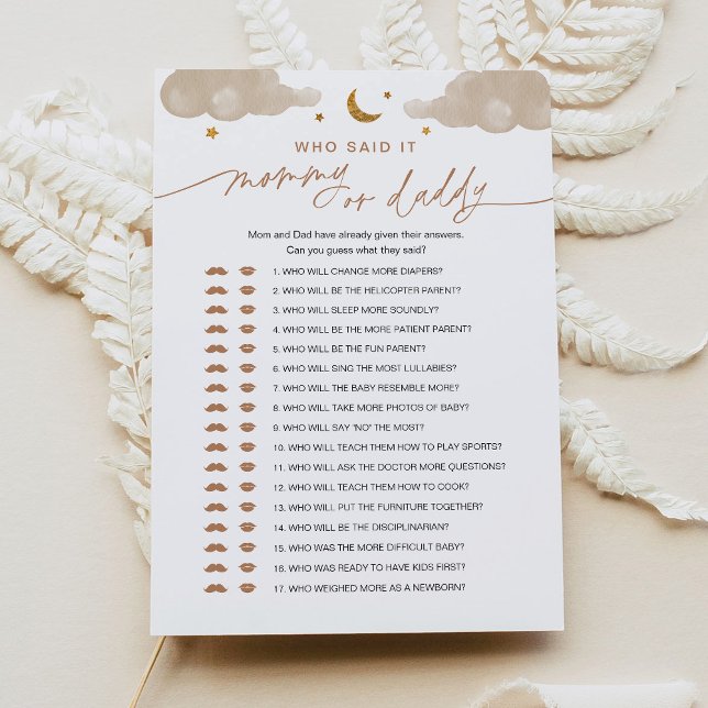 Who Said It Mummy or Daddy Baby Game Twinkle Star Invitation (Creator Uploaded)