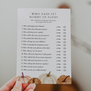 Who Said It Mummy or Daddy Pumpkin Game Card