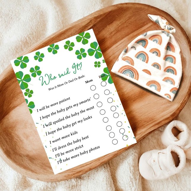Who said it st patrick baby shower game postcard (Creator Uploaded)