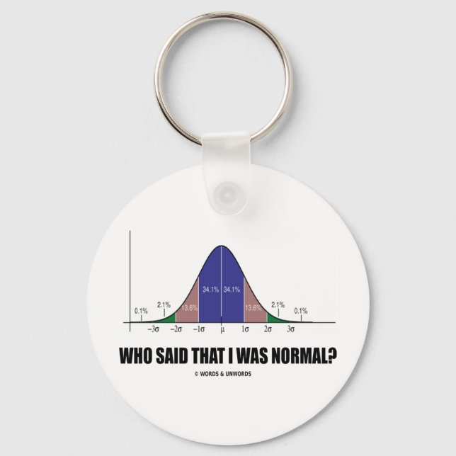 Who Said That I Was Normal? (Bell Curve Humour) Key Ring (Front)