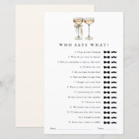 Who says what Champagne Gay Wedding Shower Game