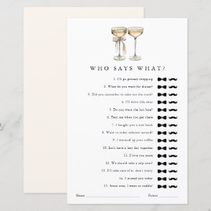 Who says what Champagne Gay Wedding Shower Game