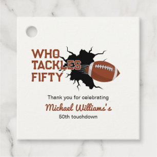 Who Tackles Fifty Funny Football 50th Birthday Favour Tags