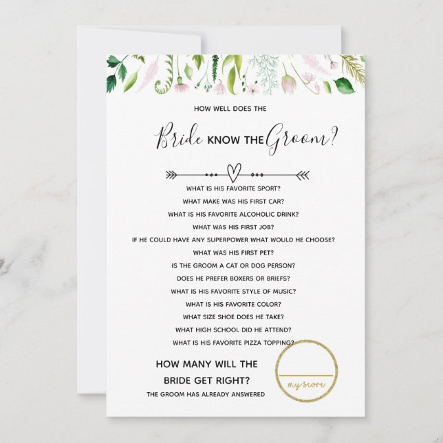 who well does bride know bridal baby shower game invitation (Front)