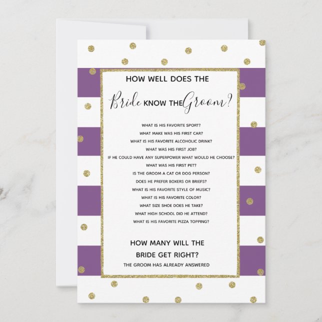 who well does bride know bridal baby shower game invitation (Front)