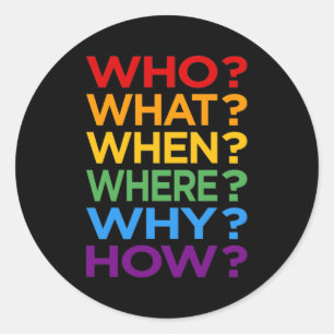 Who What Where When English Language Teacher Classic Round Sticker