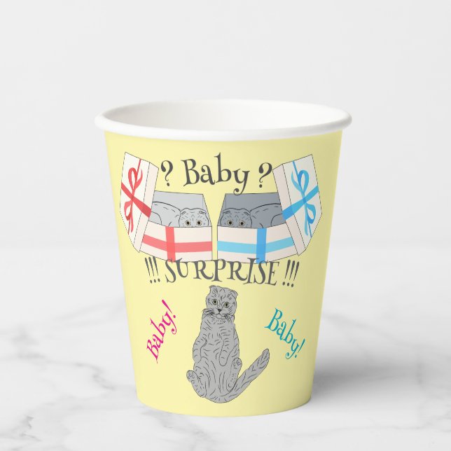 Who will born surprise Baby Paper Cups (Front)