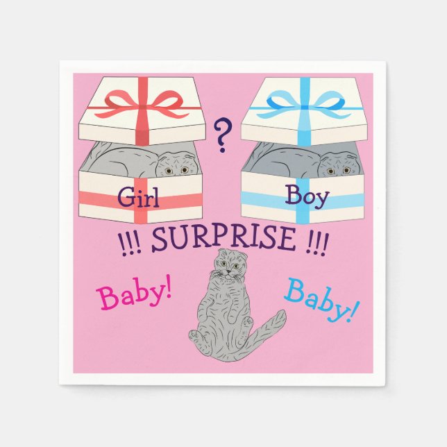 Who will born surprise Baby Paper Napkin  (Front)
