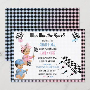 Who Won the Race Gender Reveal Funny Sperm Invitation