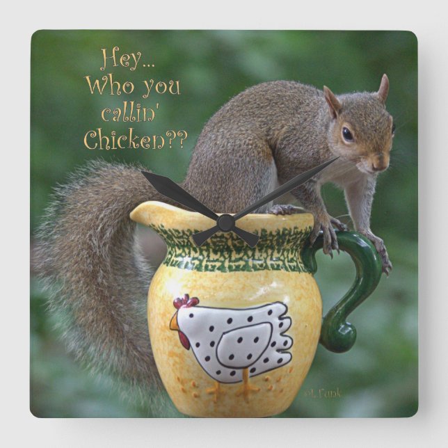 Who you callin' Chicken? Square Wall Clock (Front)