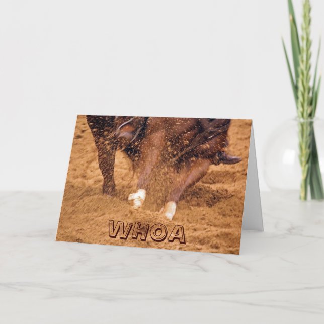 Whoa Belated Birthday Card with Cutting Horse (Front)