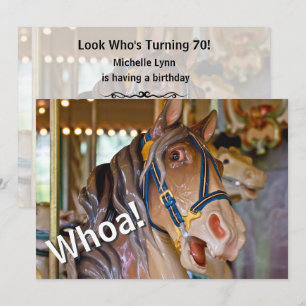 Whoa! Look Who's 70 Carousel Horse Birthday Invite
