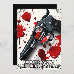 Whodunnit murder mystery theme dinner party invitation