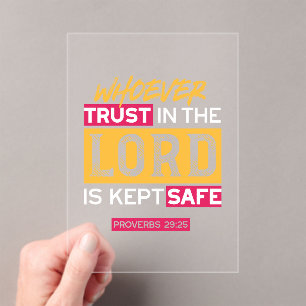 Whoever Trusts in the Lord Is Kept Safe Quote Acrylic Invitations