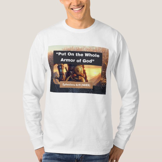 Whole Armour of God - Long Sleeve White T-Shirt (Front)