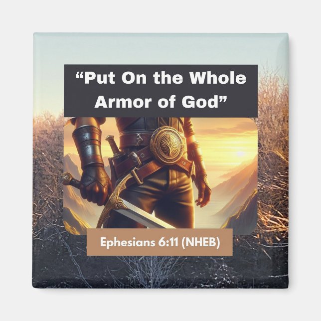 Whole Armour of God - Stone Magnet (Front)