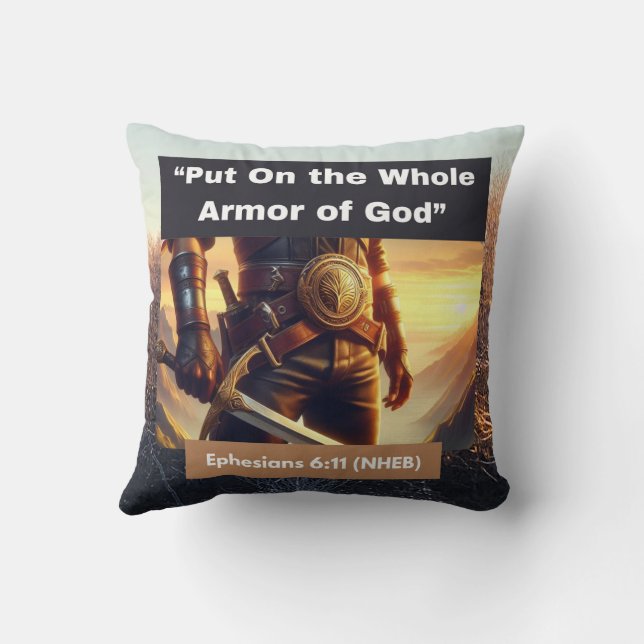 Whole Armour of God - Throw Pillow (Back)