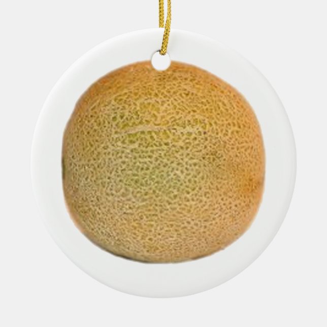 Whole Cantaloupe Melon Ceramic Tree Decoration (Front)