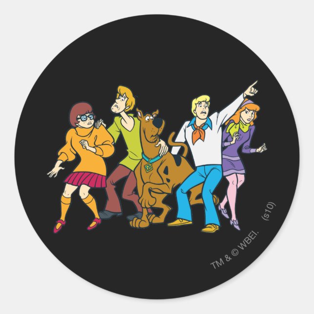 Whole Gang 13 Mystery Inc Classic Round Sticker (Front)