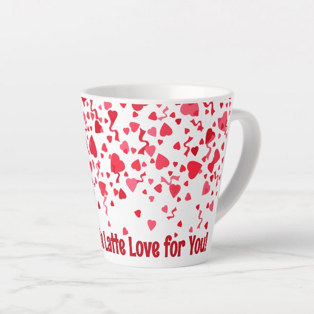 Whole Latte Love Personalised Red Confetti Hearts  Latte Mug (Right Angle)