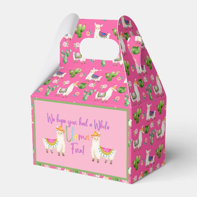 Whole Llama Fun/ 1st Fiesta Hot Pink Favour Box (Front Side)