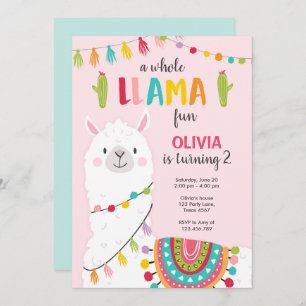 Whole llama fun birthday invitation Alpace Fiesta