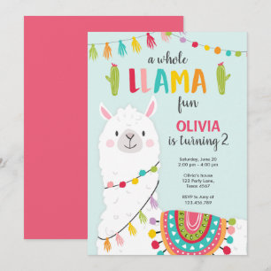 Whole llama fun birthday invitation Alpace Fiesta