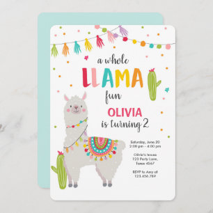 Whole llama fun birthday invitation Alpace Fiesta