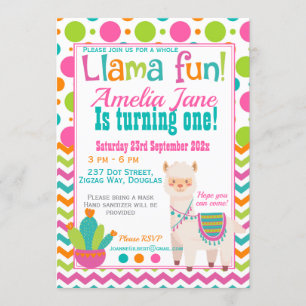Whole Llama Fun Birthday Party Invitation