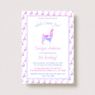 Whole Llama Fun! Birthday Party Invitation