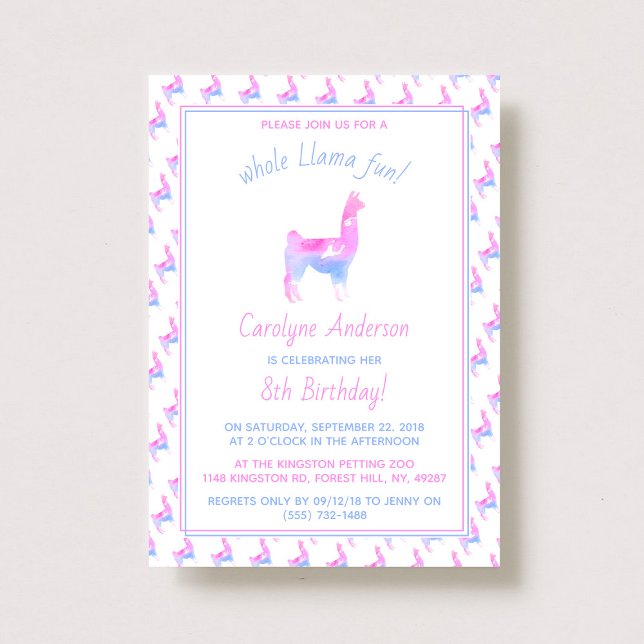 Whole Llama Fun! Birthday Party Invitation (Creator Uploaded)