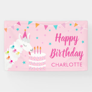 Whole Llama Fun Cake 3rd Birthday Pink Banner