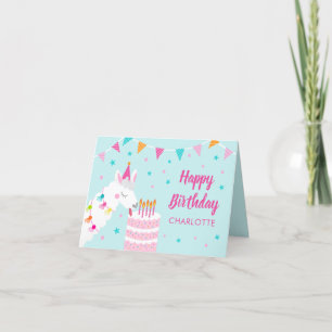 Whole Llama Fun Cake 5th Aqua Happy Birthday Card