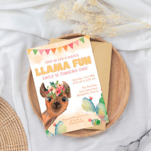 Whole Llama Fun Fiesta Birthday Invitation