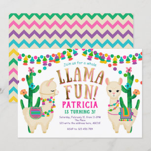 Whole llama fun, Fiesta, Girl Birthday Invitation