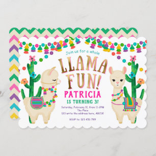 Whole Llama Fun, Llama birthday party Invitation