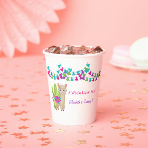 Whole Llama Fun Pink Purple Cactus Child Birthday Paper Cups