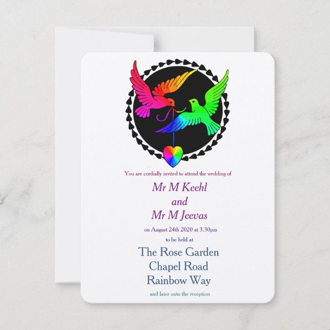 Whole of the Rainbow Gay Wedding Invitation (Front)