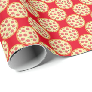 Whole pepperoni pizza tiled wrapping paper