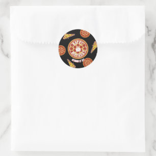 Whole Pizza Happy Birthday Party Design Classic Round Sticker