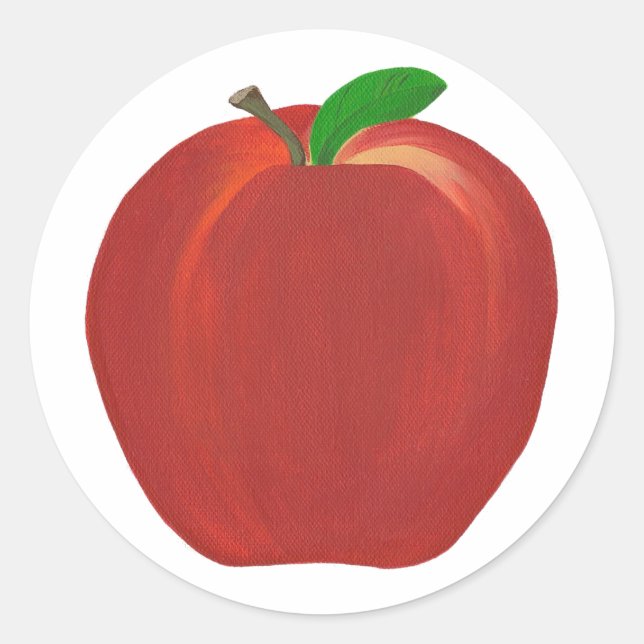 Whole Ripe Red Apple Stem Leaf Stickers (Front)