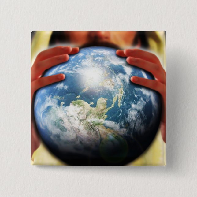 Whole World in His Hands 15 Cm Square Badge (Front)