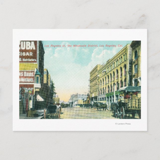 Wholesale District Scene on Los Angeles Street Postcard (Front)